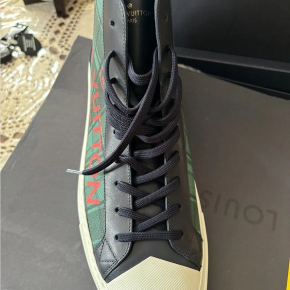Louis Vuitton Tattoo Sneaker Boot Damier Tartan Green - Picture 4 of 6
